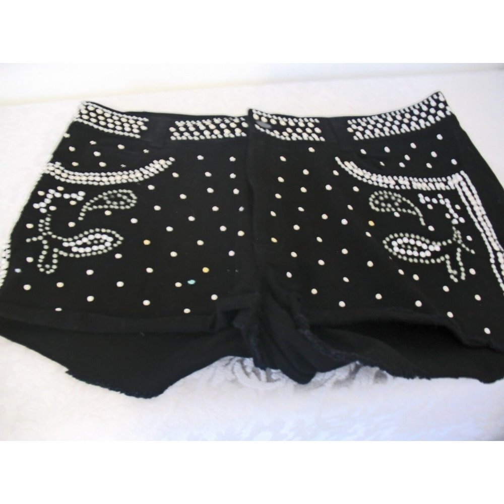 Olsenboye Black Beaded Cutoff Shorts Women's Size 4 Pockets
